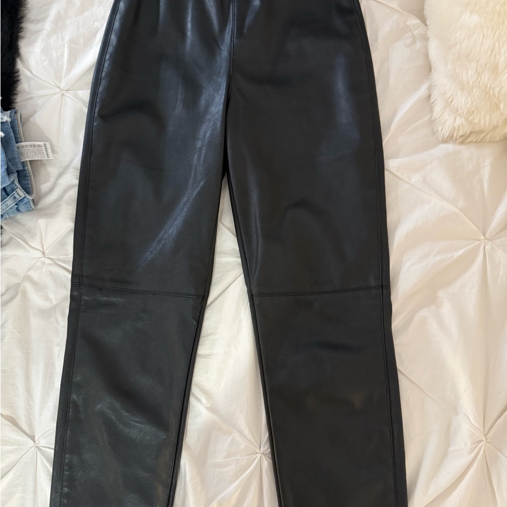 H&M Black Faux Leather Trousers
